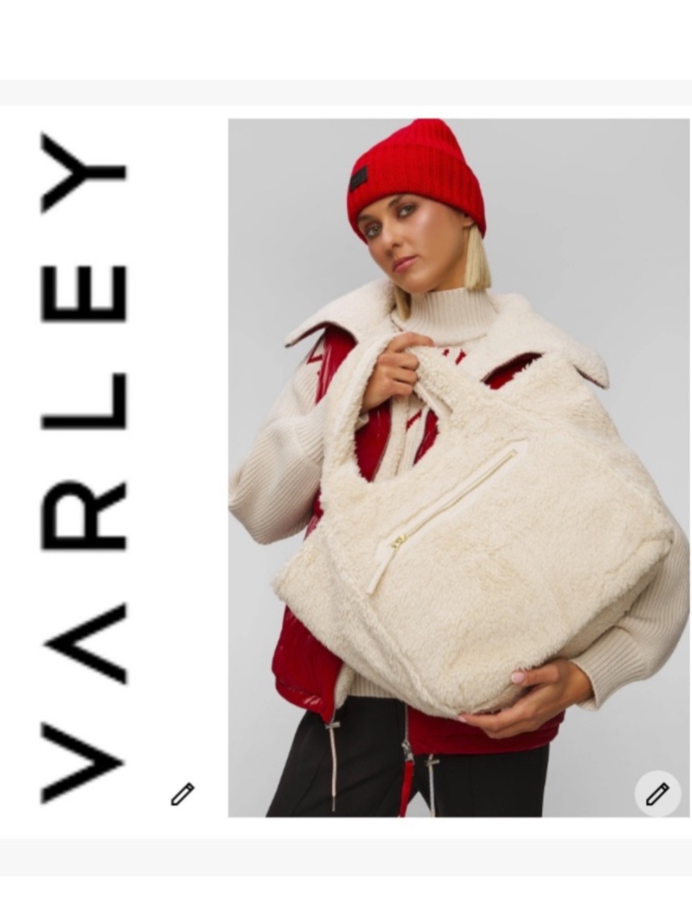 NWOT Varley Vail Sherpa Fuzzy Crossbody Tote Bag